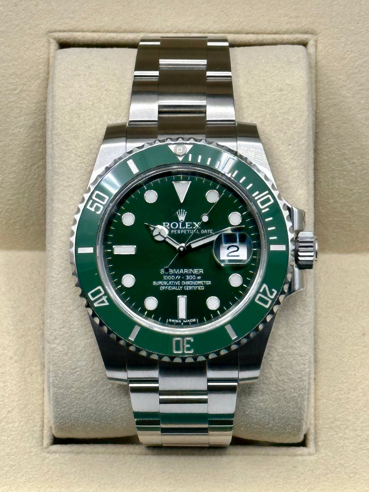 2015 Rolex Submariner "Hulk" 40mm 116610LV Green Dial