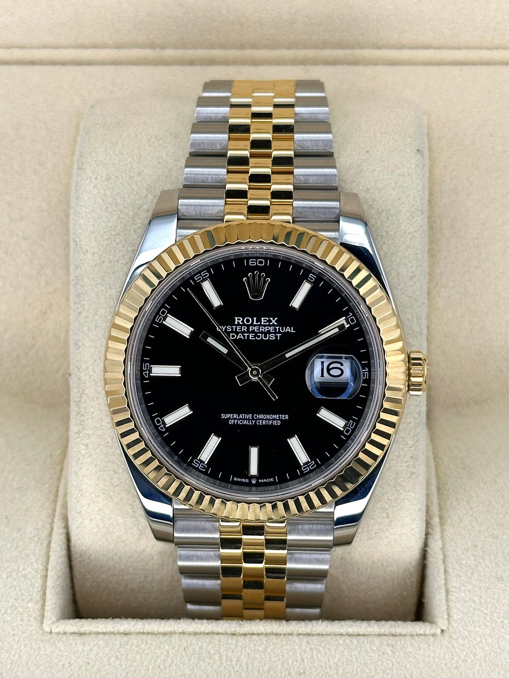 2023 Rolex Datejust 41mm 126333 Two-Tone Jubilee Black Stick Dial