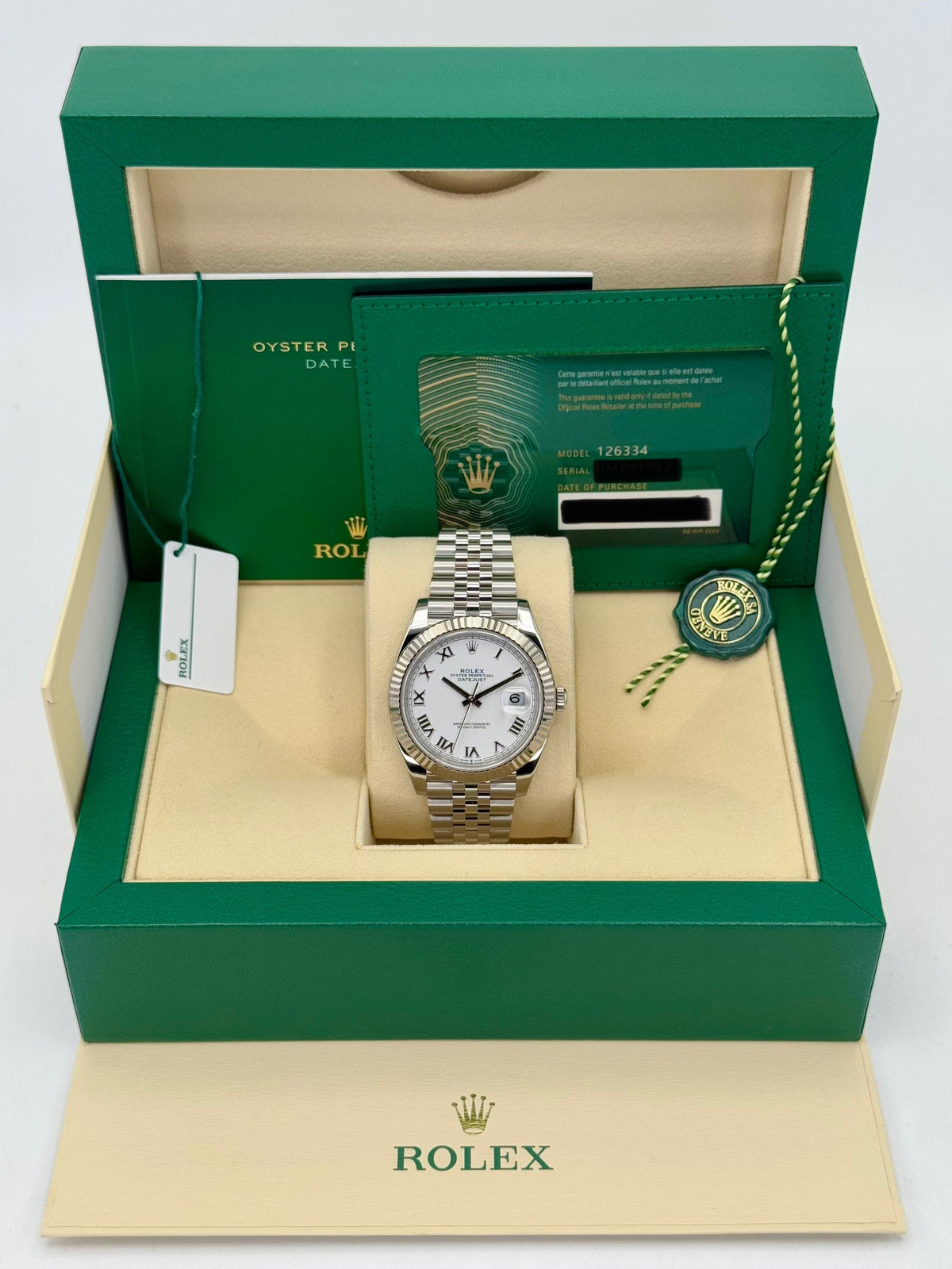 2022 Rolex Datejust 41mm 126334 Stainless Steel Jubilee White Dial