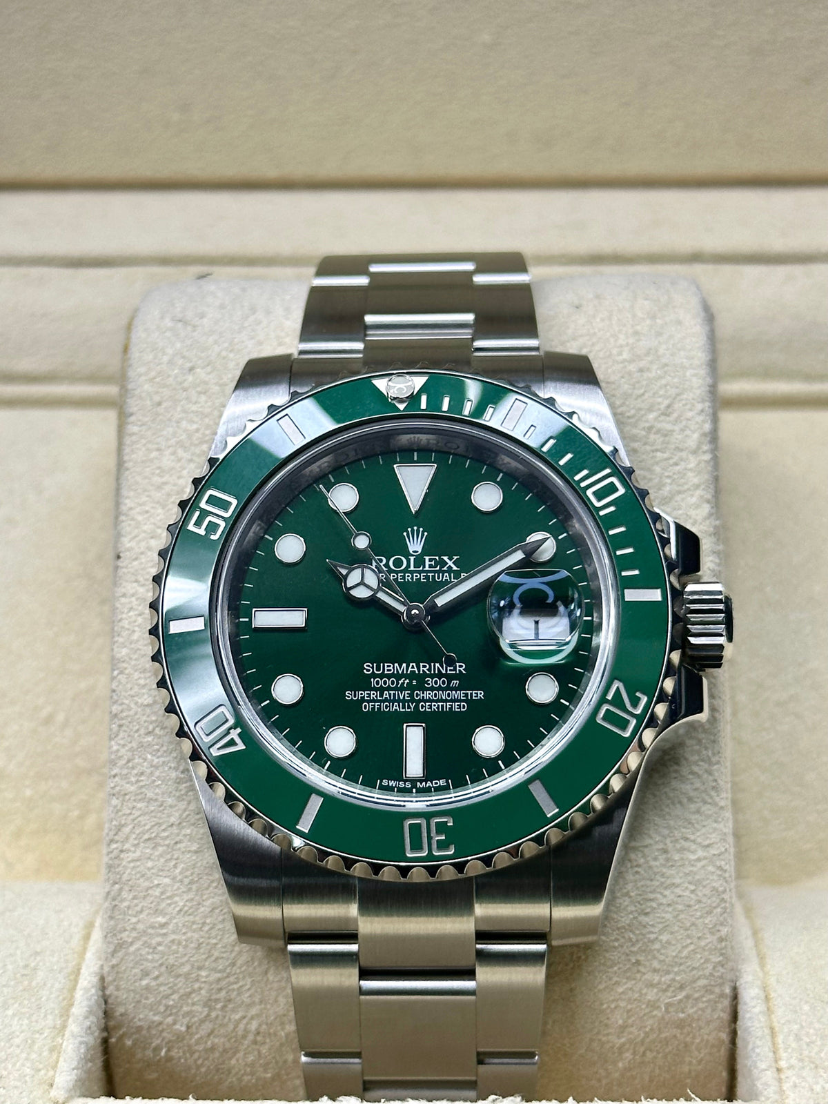 2015 Rolex Submariner "Hulk" 40mm 116610LV Green Dial