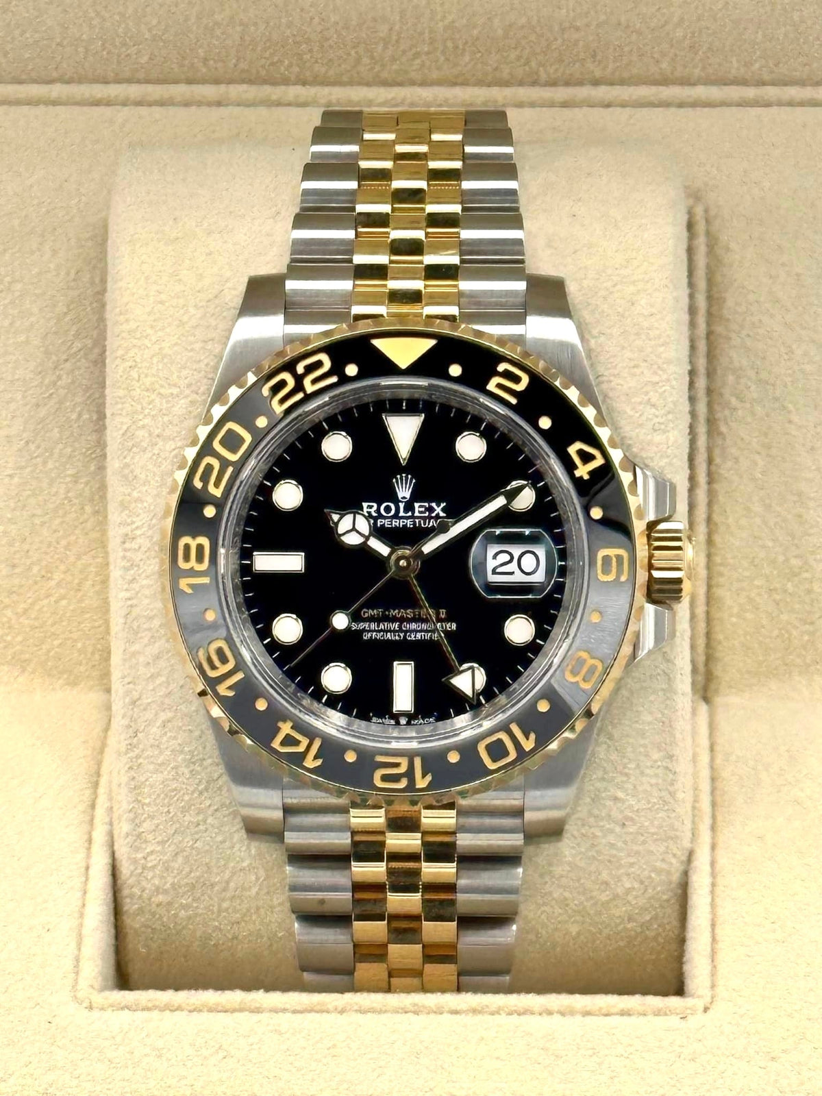 2023 Rolex GMT-Master II 40mm 126713GRNR Two-Tone Jubilee Black Dial