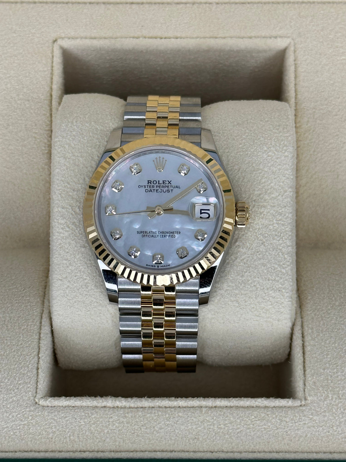 NEW 2023 Rolex Datejust 31mm 278273 Two-Tone Jubilee MOP Diamond Dial