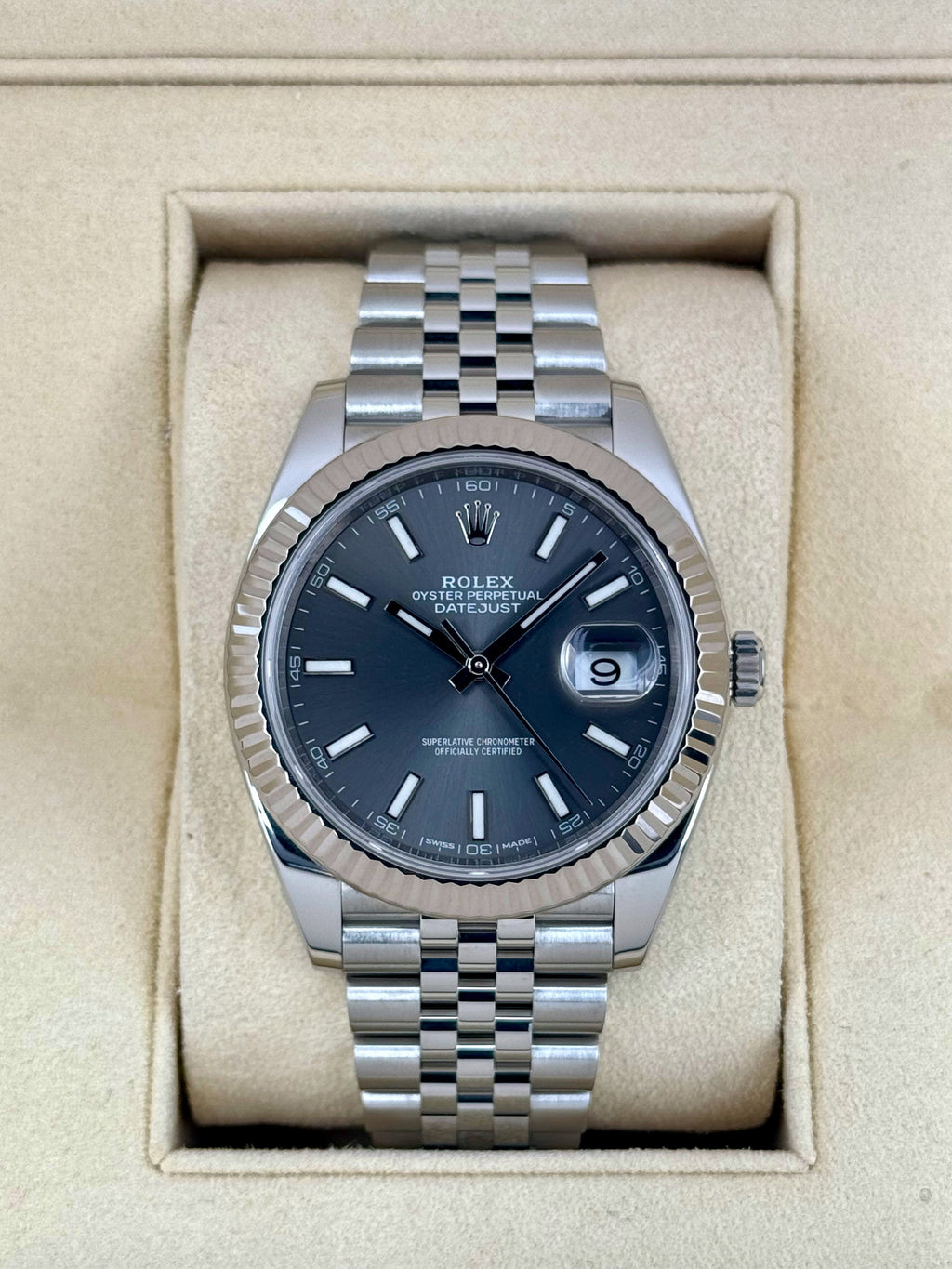 2017 Rolex Datejust 41mm 126334 Stainless Steel Jubilee Rhodium Dial