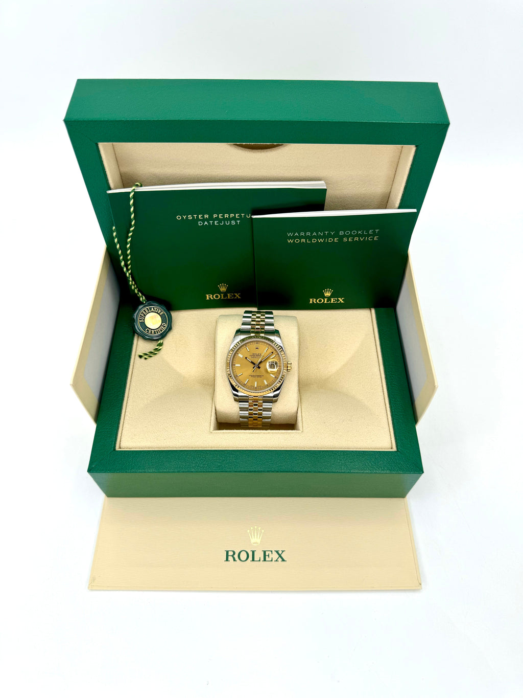 Rolex Datejust 36mm 116233 Two-Tone Jubilee Champagne Stick Dial