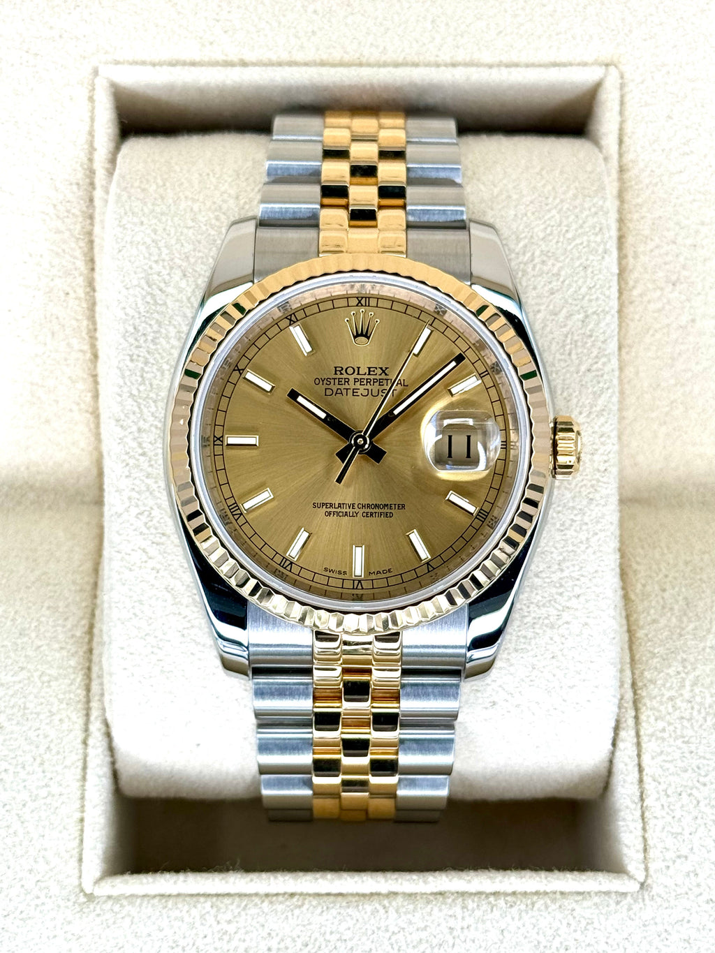 Rolex Datejust 36mm 116233 Two-Tone Jubilee Champagne Stick Dial