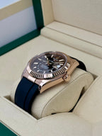 2022 Rolex Sky-Dweller 42mm 326235 Rose Gold Oysterflex Chocolate Dial