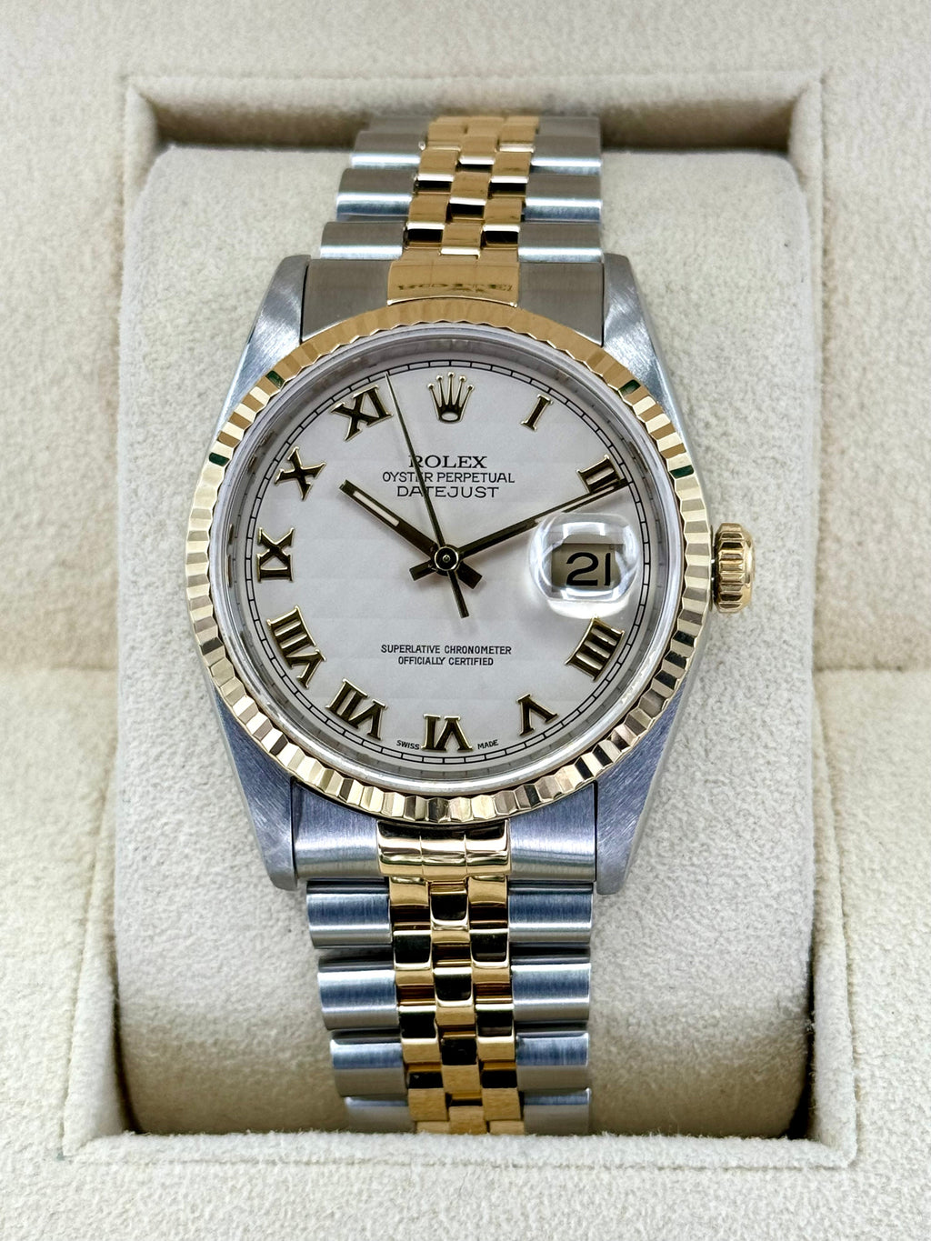Rolex Datejust 36mm 16233 Two-Tone Jubilee Roman Numeral Pyramid Dial