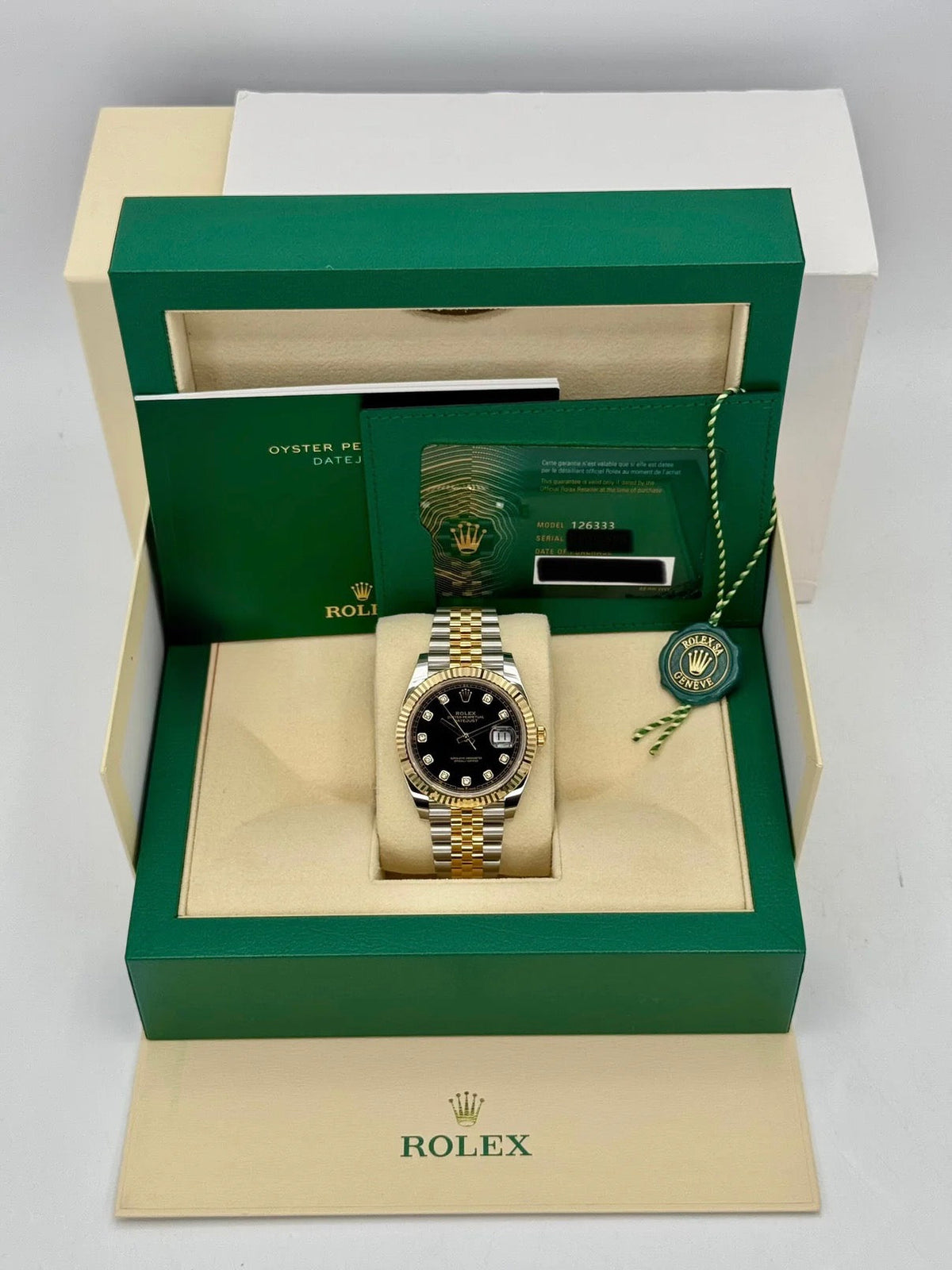 NEW 2025 Rolex Datejust 41mm 126333 Two-Tone Jubilee Black Diamond Dial
