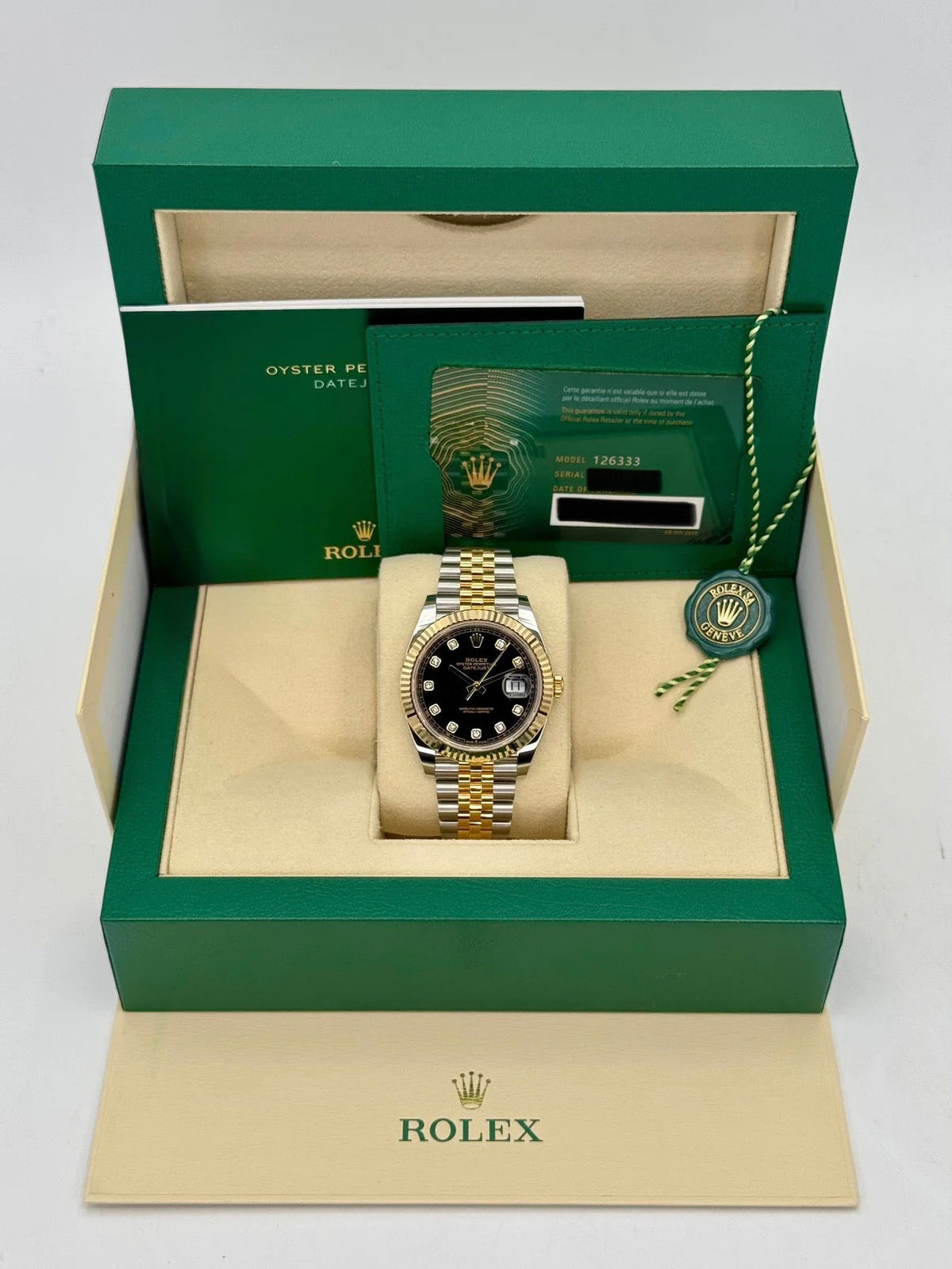 NEW 2025 Rolex Datejust 41mm 126333 Two-Tone Jubilee Black Diamond Dial