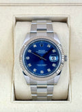 2021 Rolex Datejust 41mm 126334 Stainless Steel Oyster Blue Diamond Dial