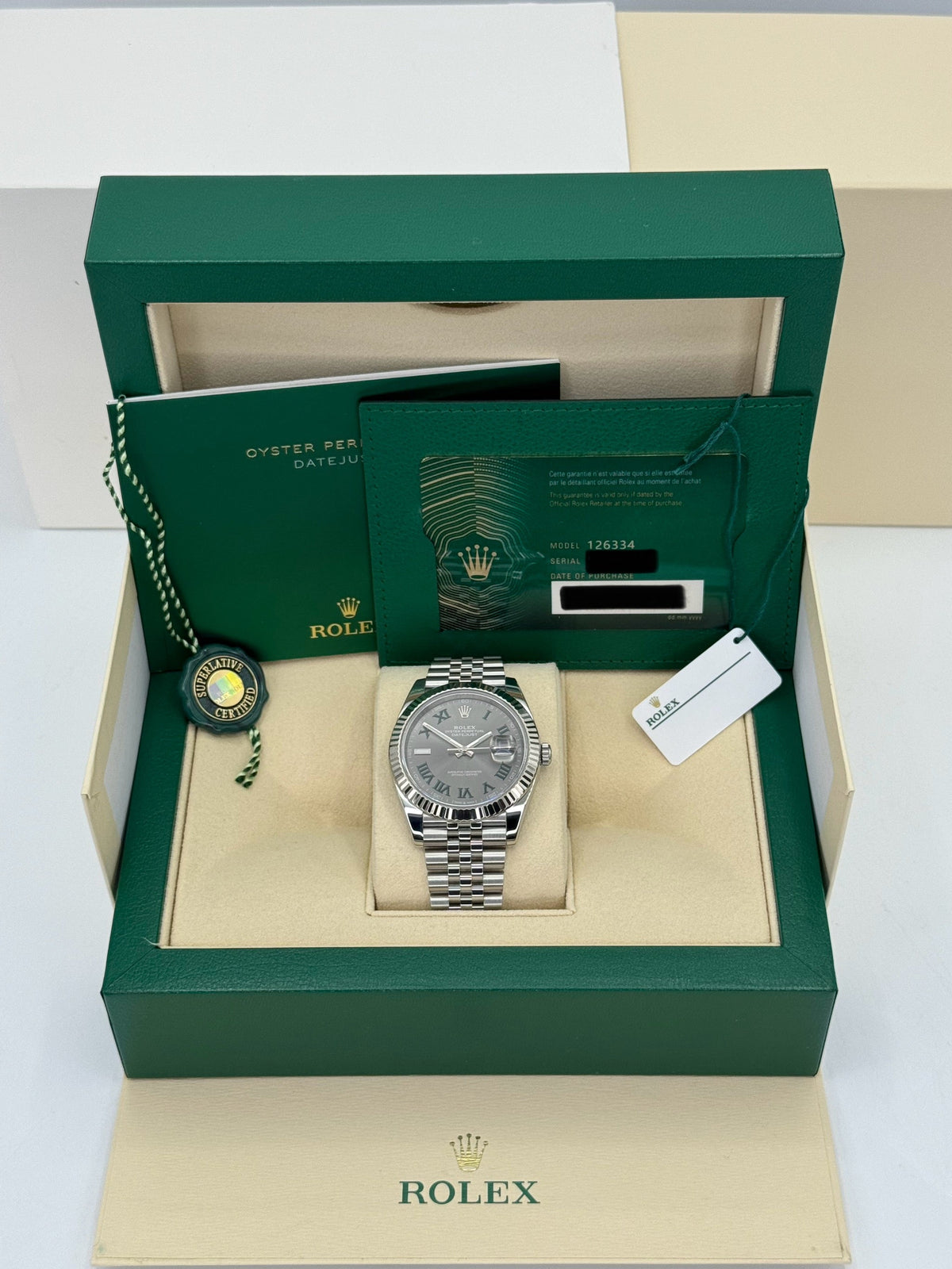 2021 Rolex Datejust 41mm Stainless Steel Jubilee Wimbledon Dial