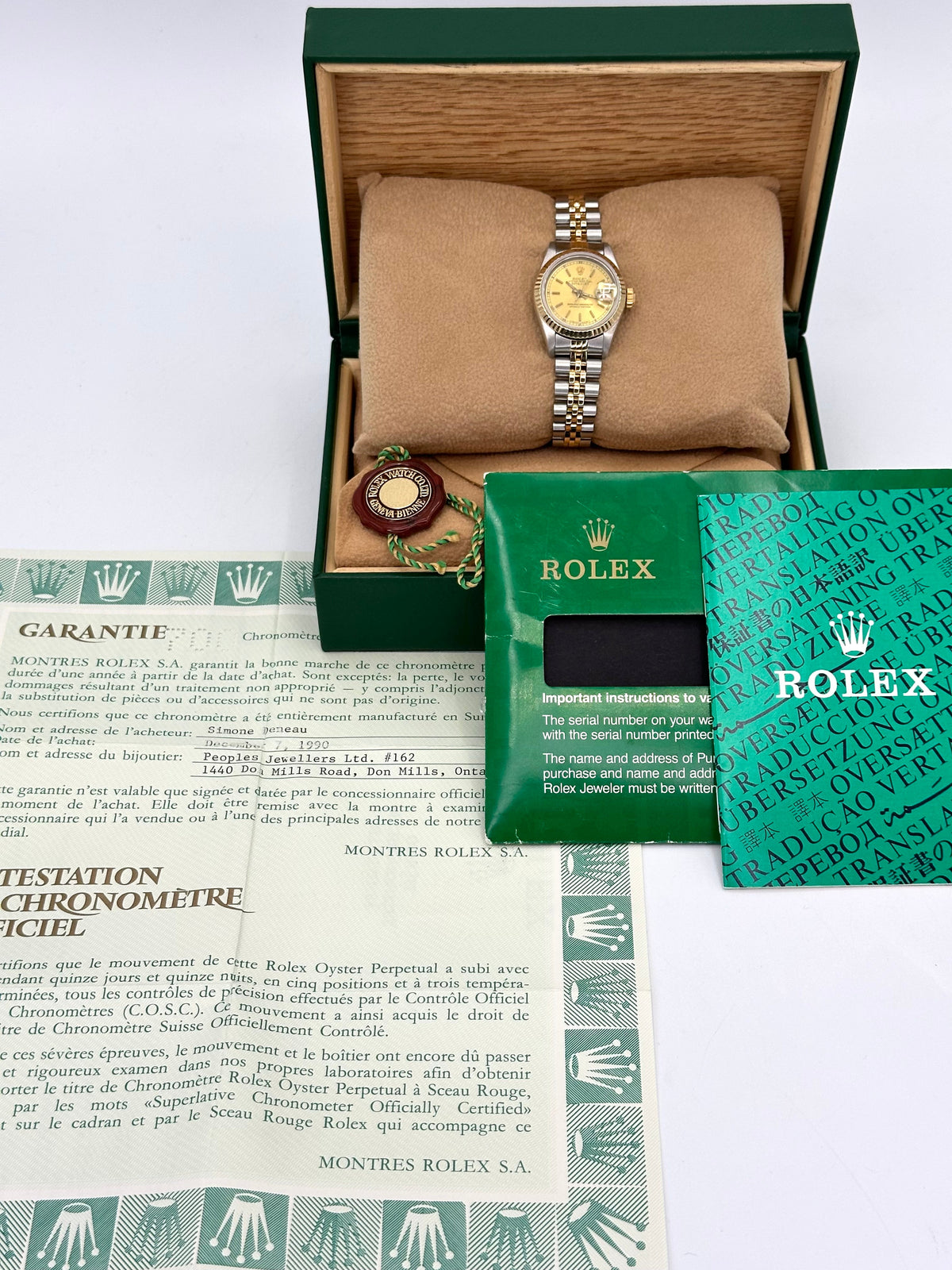 1990 Rolex Lady Datejust 26mm 69173 Two-Tone Jubilee Champagne Dial