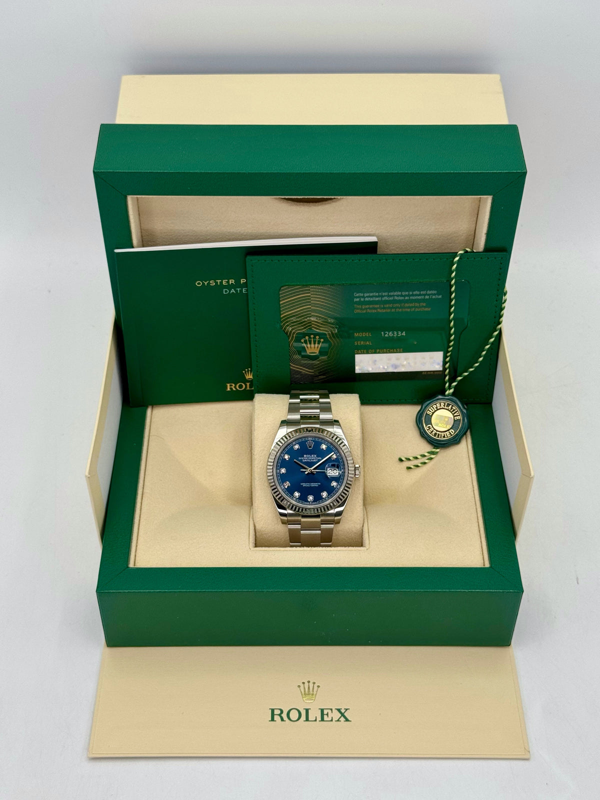 2024 Rolex Datejust 41mm 126334 Stainless Steel Oyster Blue Diamond Dial