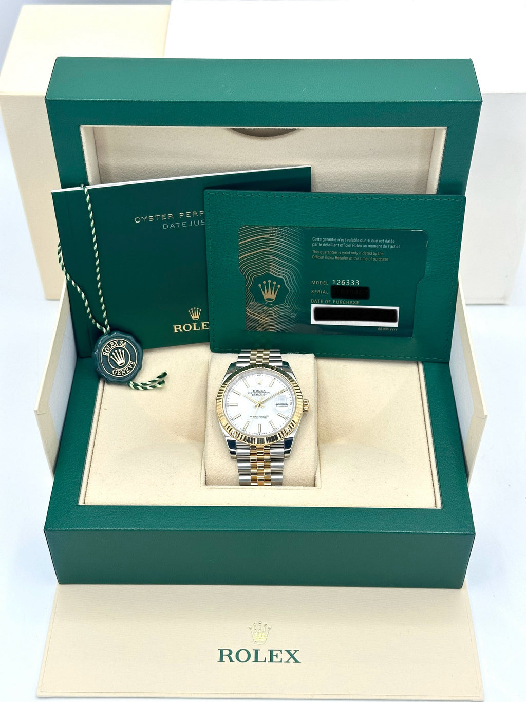 2022 Rolex Datejust 41mm 126333 Two-Tone Jubilee White Dial
