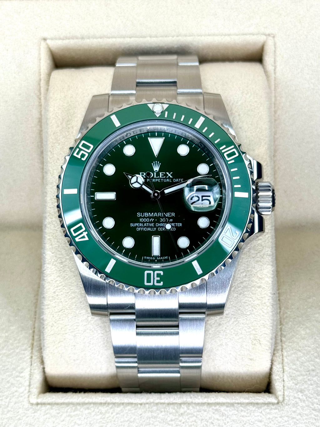 2015 Rolex Submariner "Hulk" 40mm 116610LV Green Dial