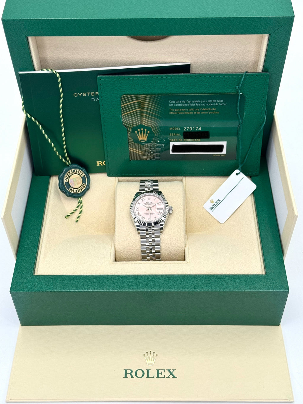NEW 2025 Lady Datejust 28mm 279174 Stainless Steel Jubilee Pink Dial