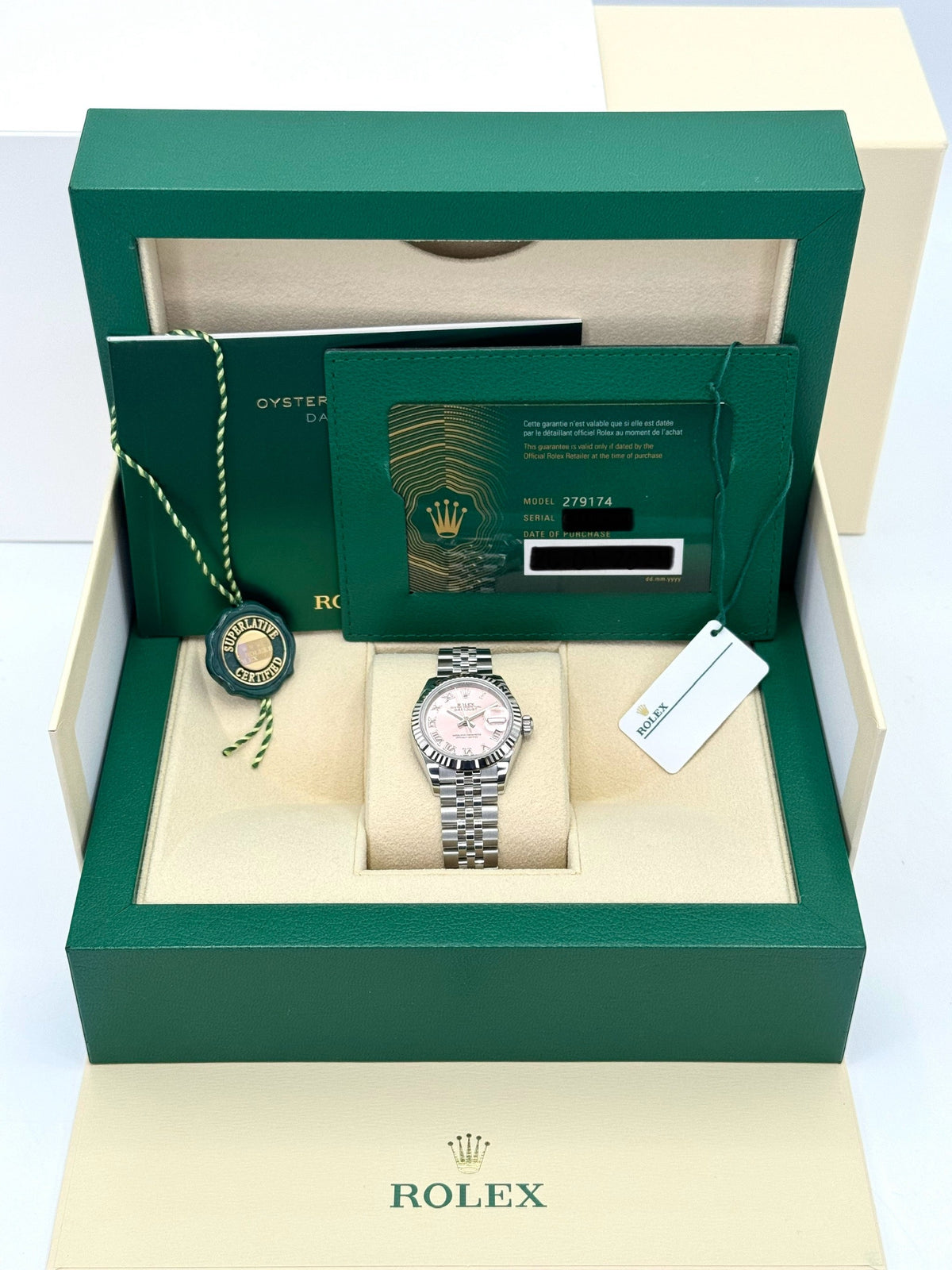 NEW 2025 Lady Datejust 28mm 279174 Stainless Steel Jubilee Pink Dial