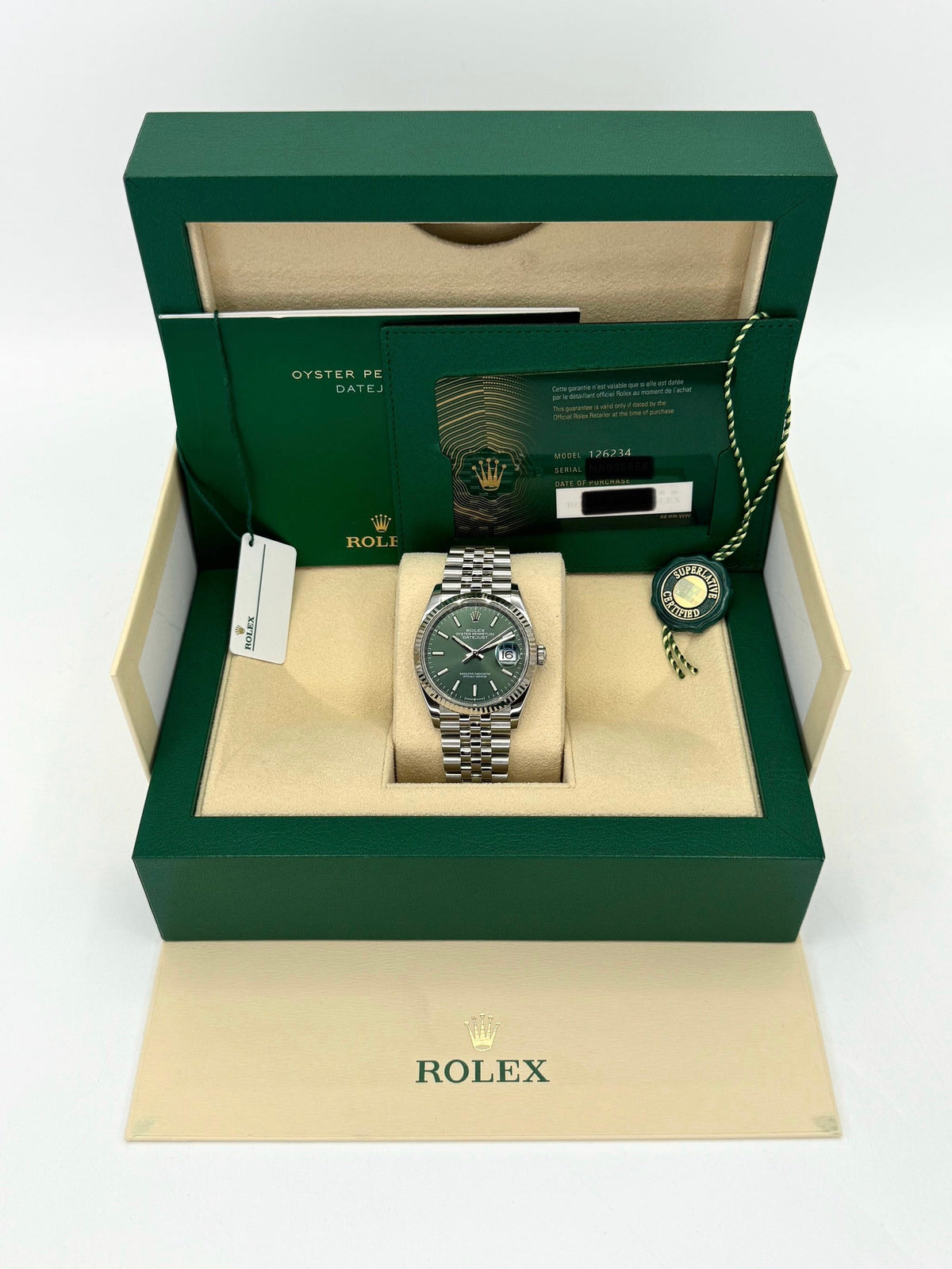 NEW 2025 Rolex Datejust 36mm 126234 Jubilee Green Dial