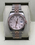 2010 Rolex Datejust 36mm 116231 Two-Tone Rose Gold Pink Diamond Dial