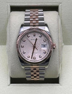 2010 Rolex Datejust 36mm 116231 Two-Tone Rose Gold Pink Diamond Dial