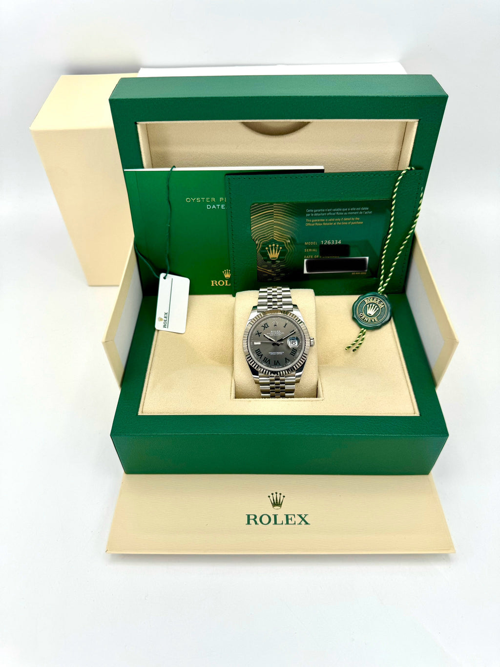 NEW 2023 Rolex Datejust 41mm 126334 Stainless Steel Jubilee Wimbledon Dial