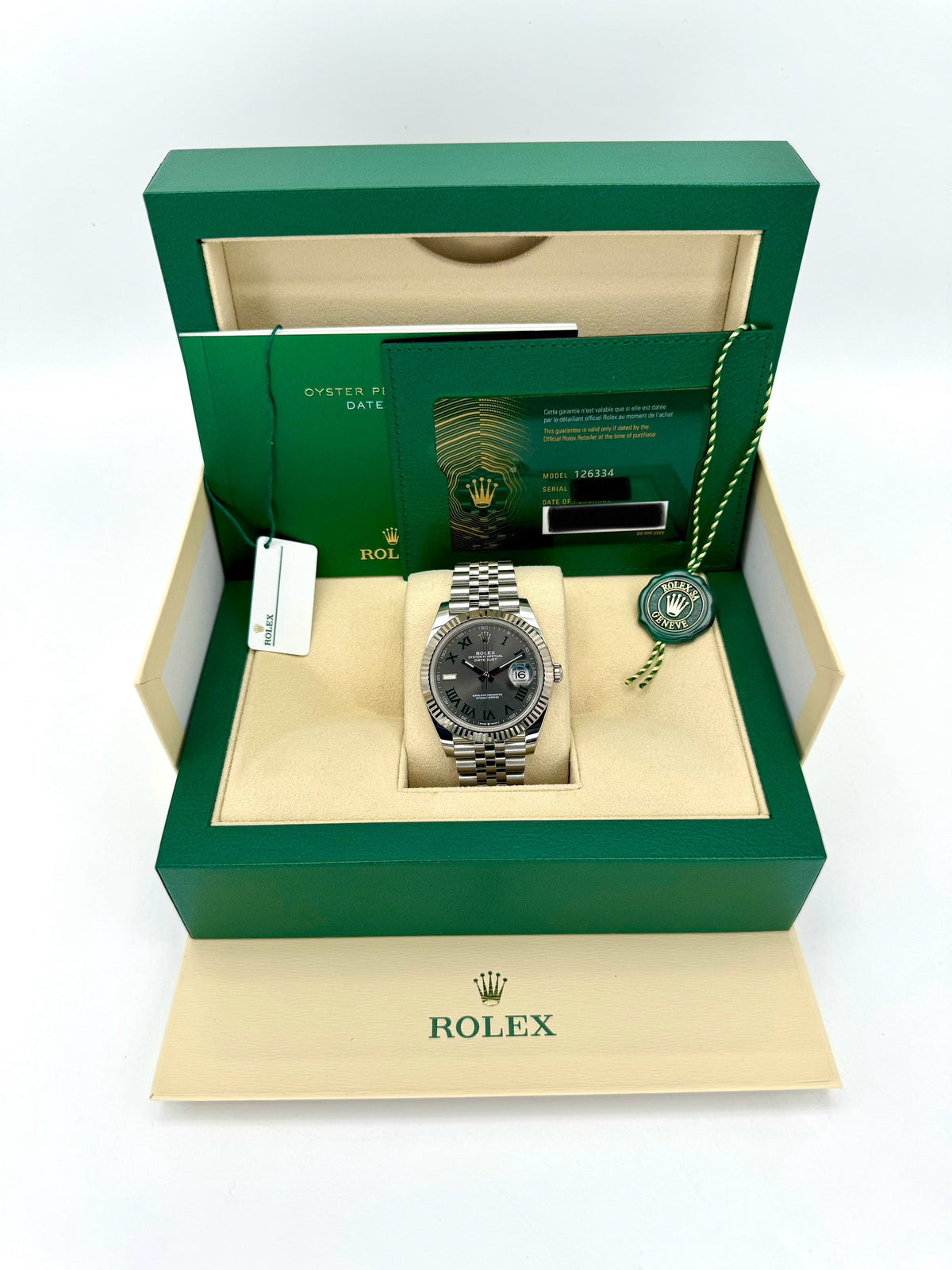 NEW 2023 Rolex Datejust 41mm 126334 Stainless Steel Jubilee Wimbledon Dial