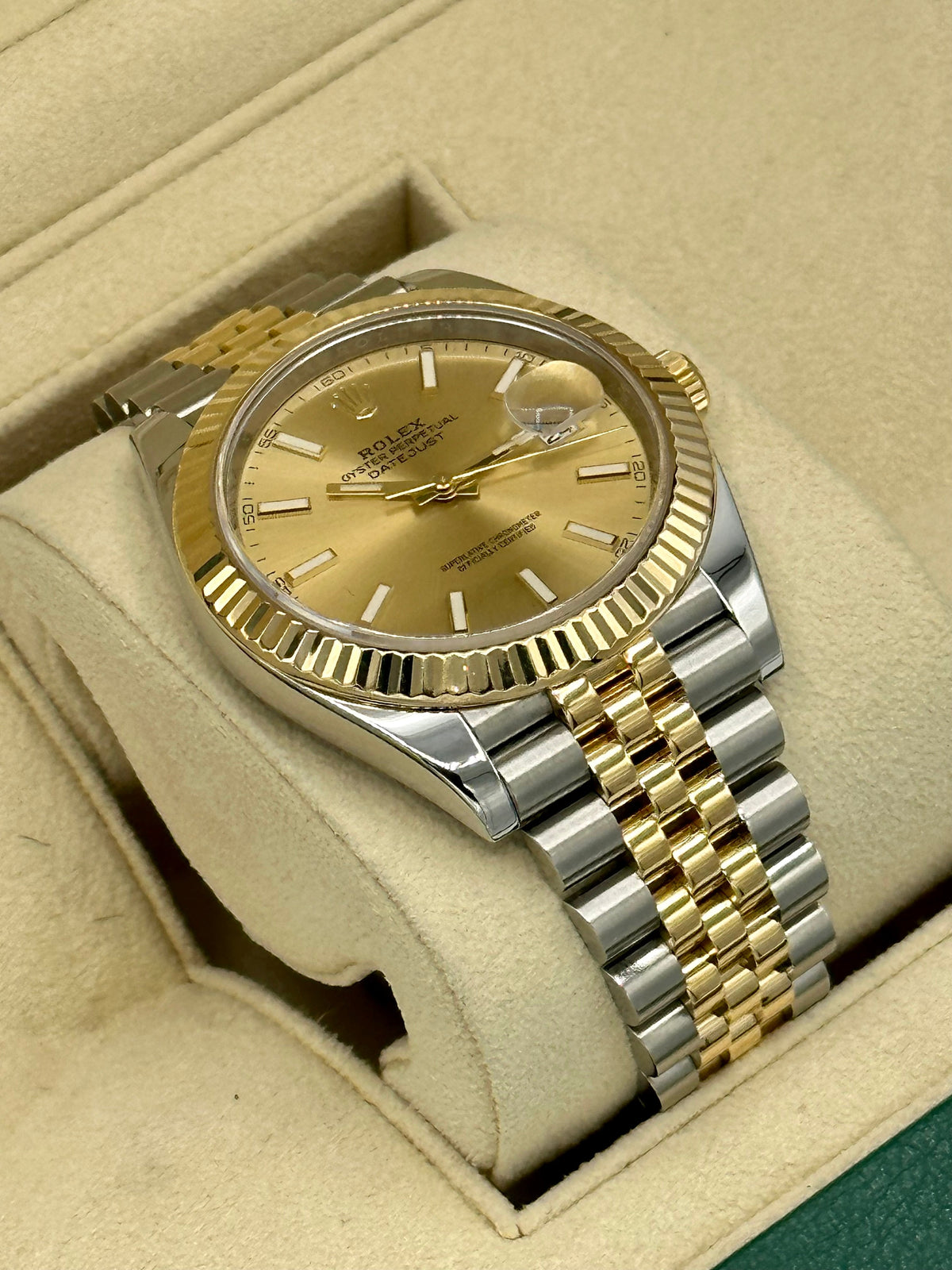 2021 Rolex Datejust 41mm 126333 Two-Tone Jubilee Champagne Stick Dial