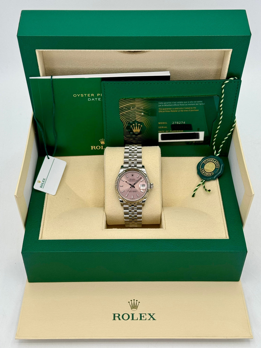 NEW 2025 Rolex Datejust 31mm 278274 Stainless Steel Jubilee Pink Dial