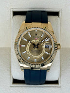2024 Rolex Sky-Dweller 42mm 336238 Yellow Gold Oysterflex Champagne Dial