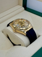 2024 Rolex Sky-Dweller 42mm 336238 Yellow Gold Oysterflex Champagne Dial