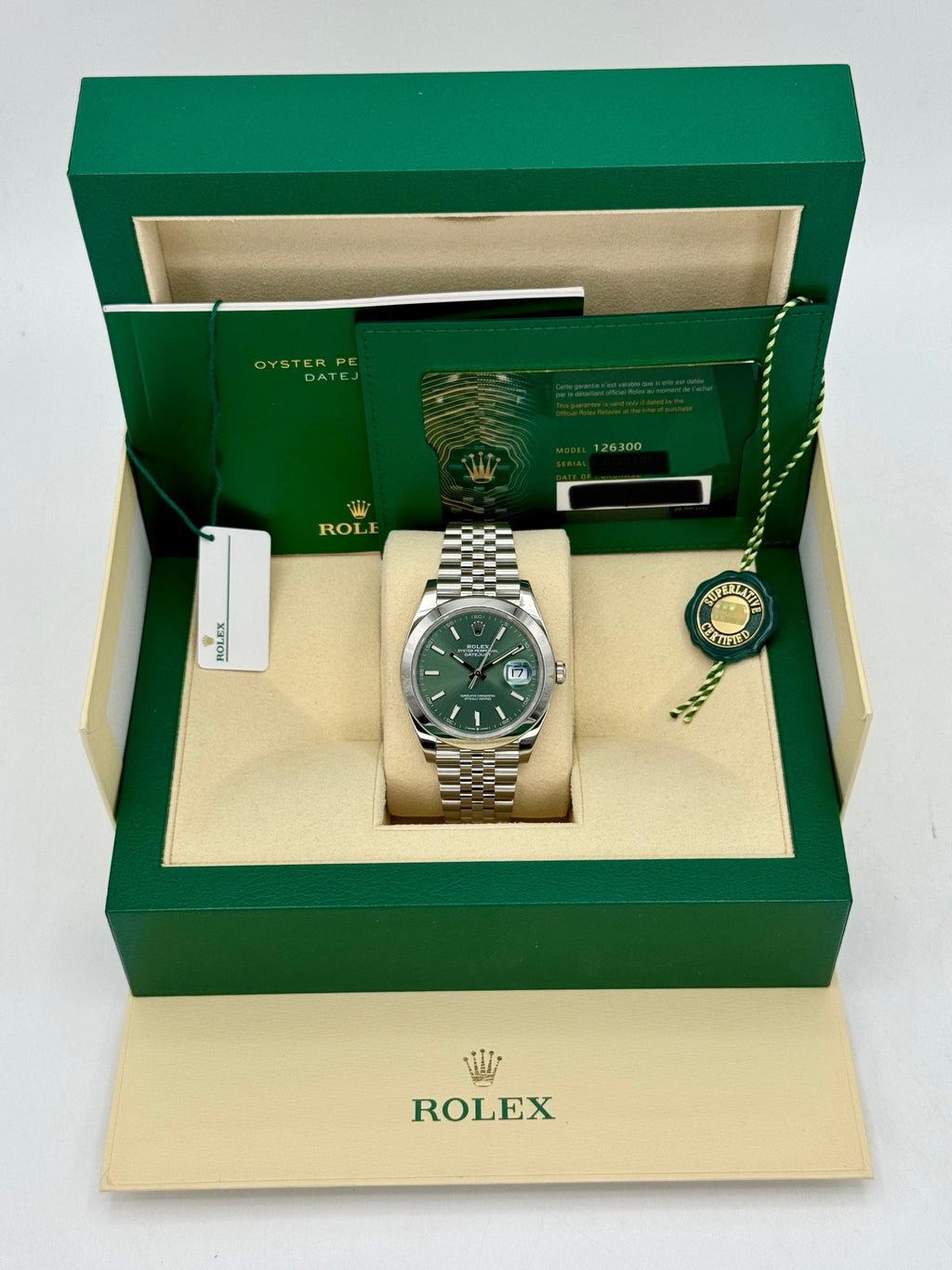2022 Rolex Datejust 41mm 126300 Jubilee Green Dial