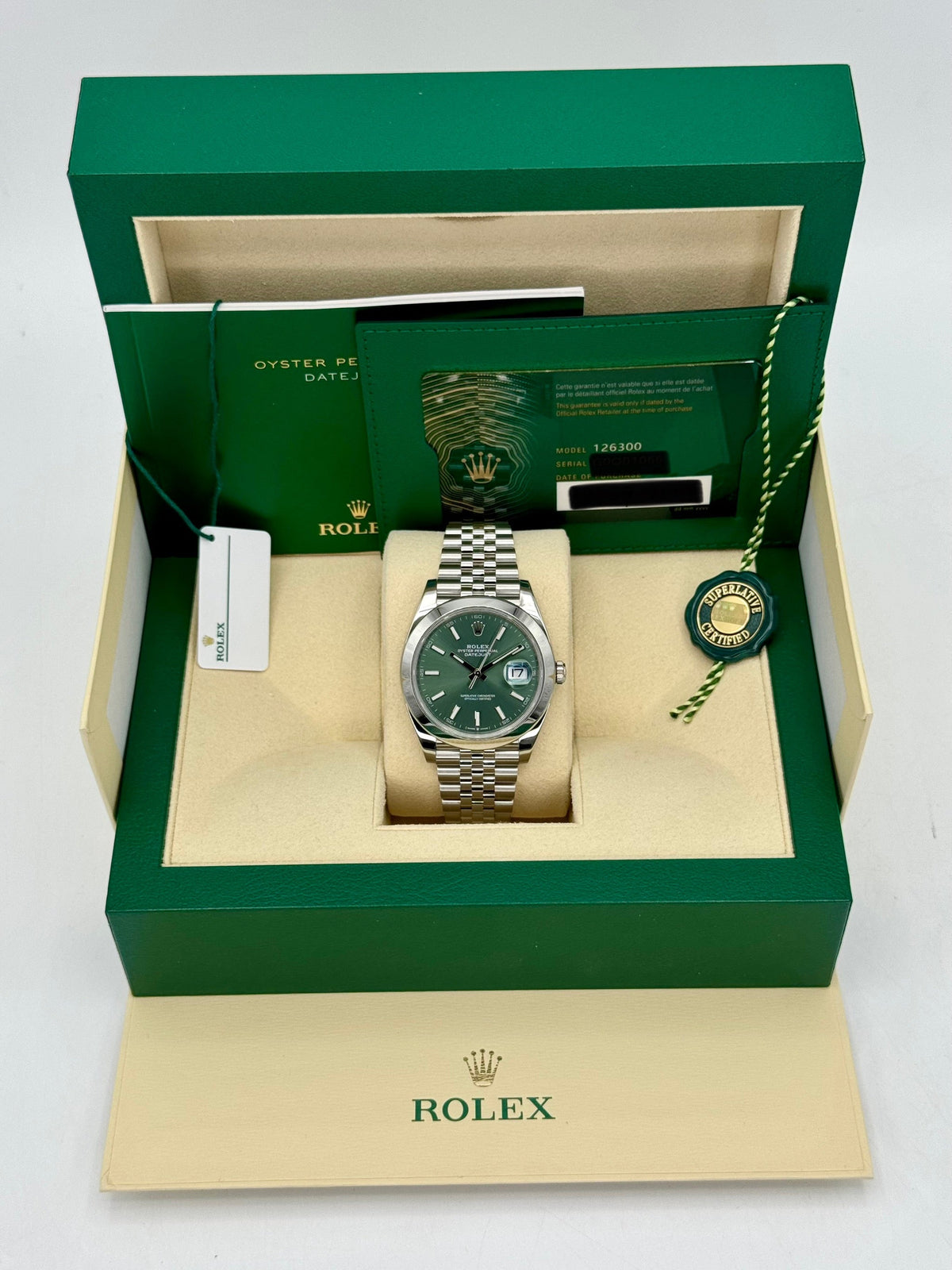 2022 Rolex Datejust 41mm 126300 Jubilee Green Dial