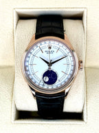 2018 Rolex Cellini Moonphase 39mm 50535 Rose Gold White Dial