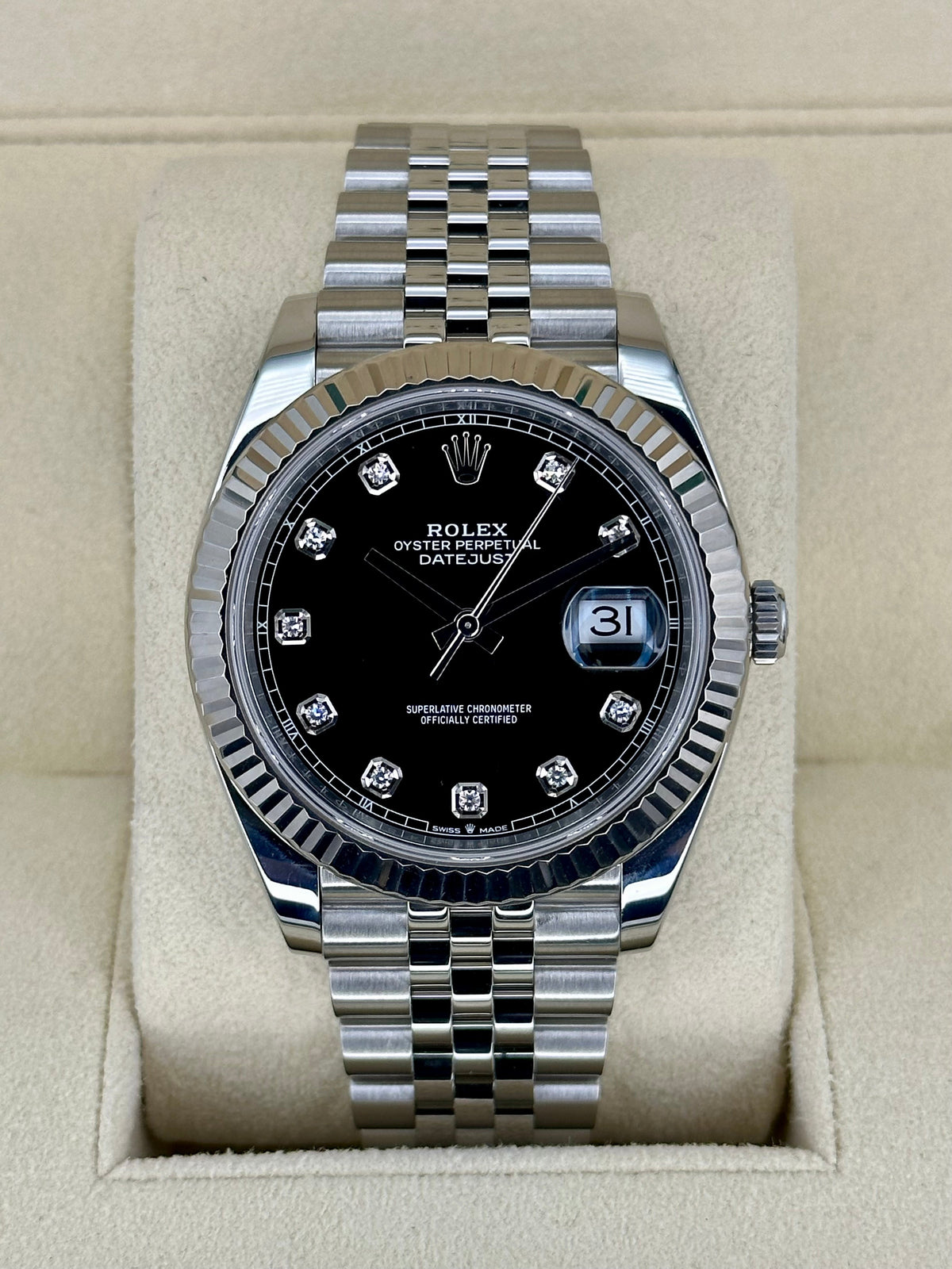 2021 Rolex Datejust 41mm 126334 Jubilee Black Diamond Dial