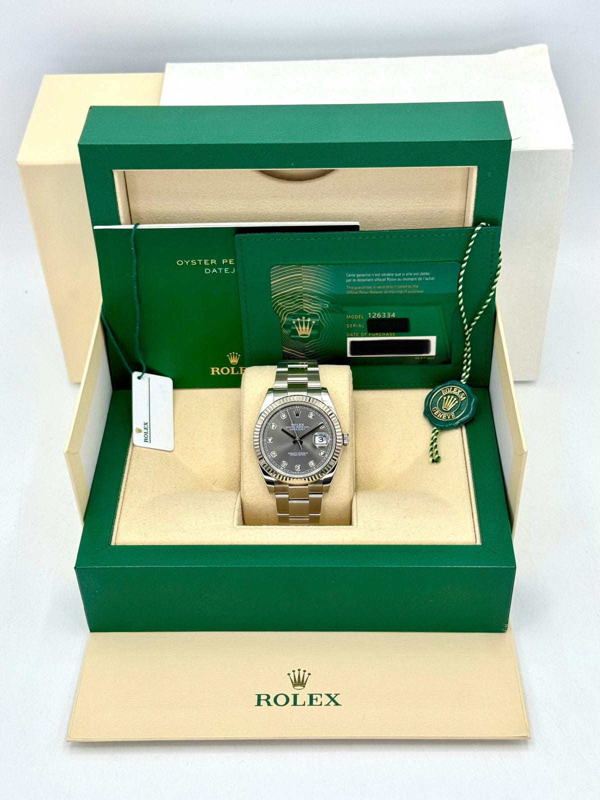 2021 Rolex Datejust 41mm Rhodium Diamond Dial 126334