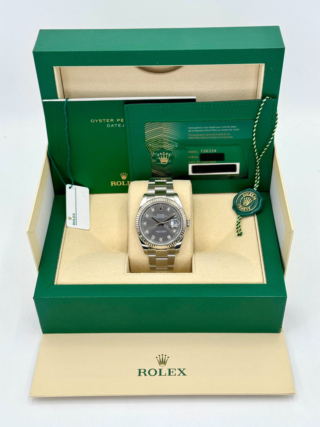 2021 Rolex Datejust 41mm Rhodium Diamond Dial 126334
