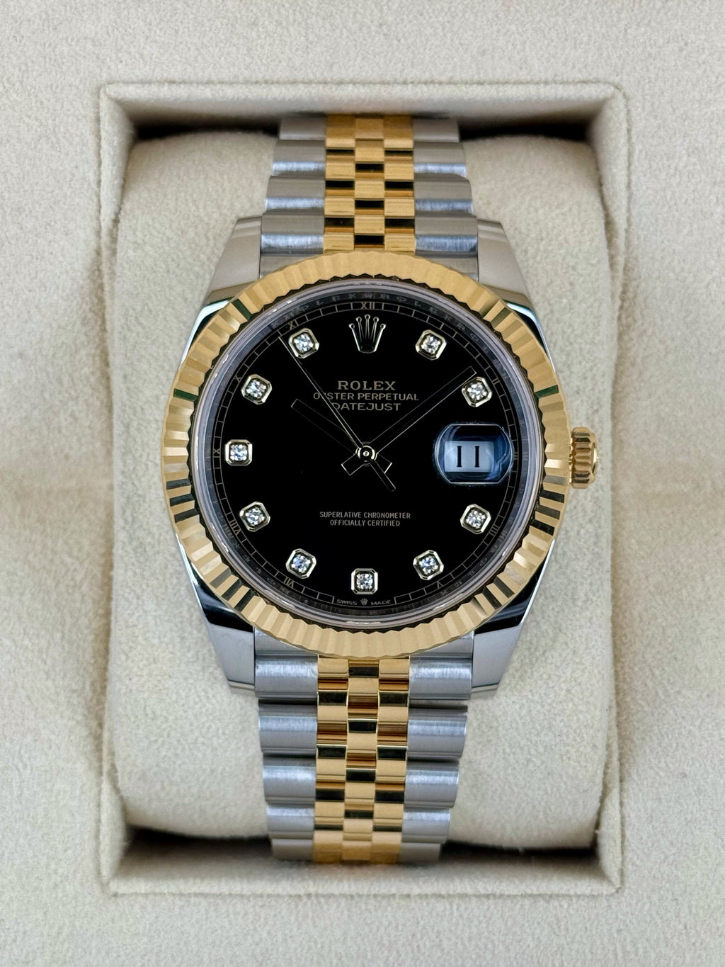 NEW 2025 Rolex Datejust 41mm 126333 Two-Tone Jubilee Black Diamond Dial