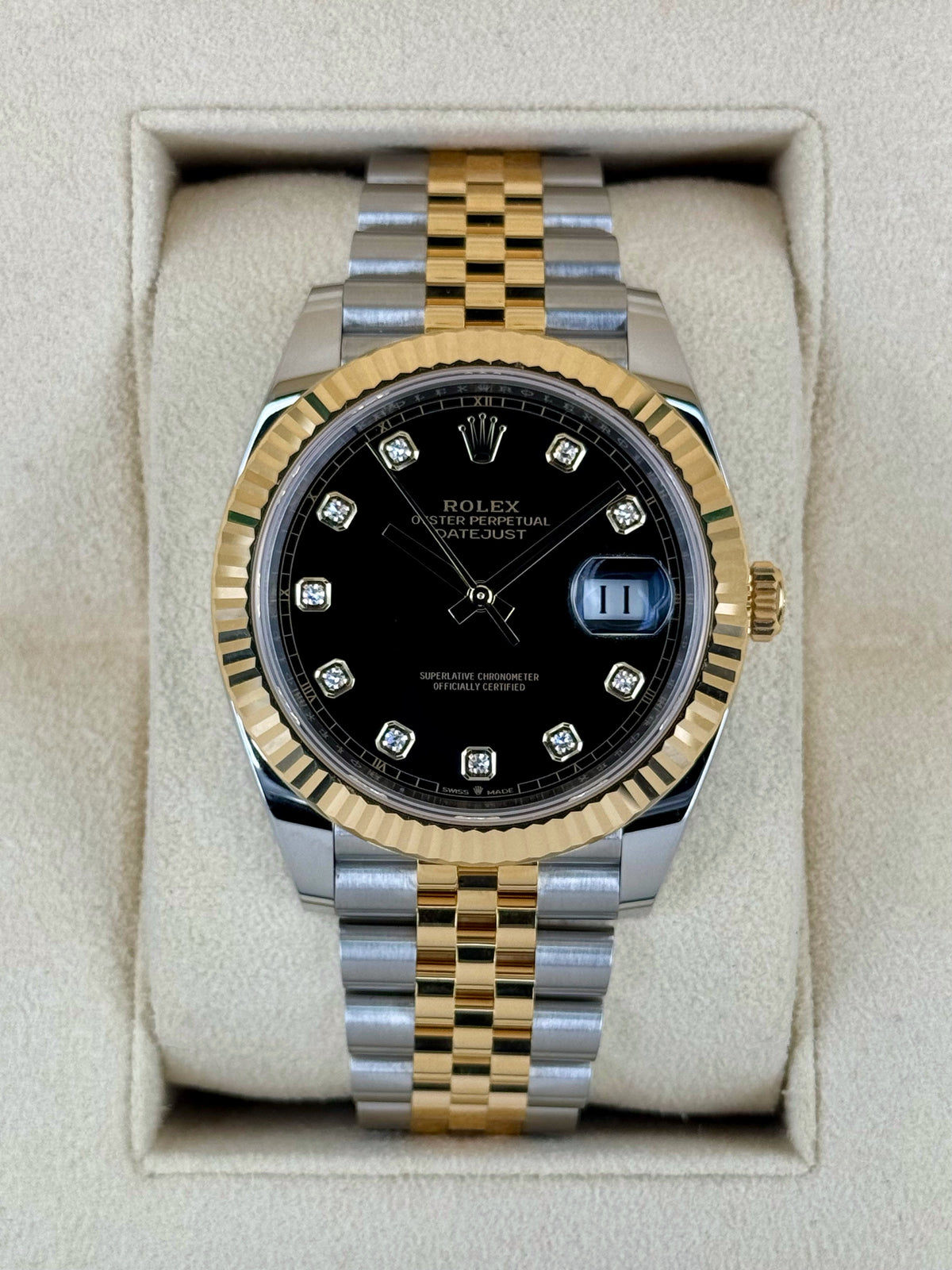NEW 2025 Rolex Datejust 41mm 126333 Two-Tone Jubilee Black Diamond Dial