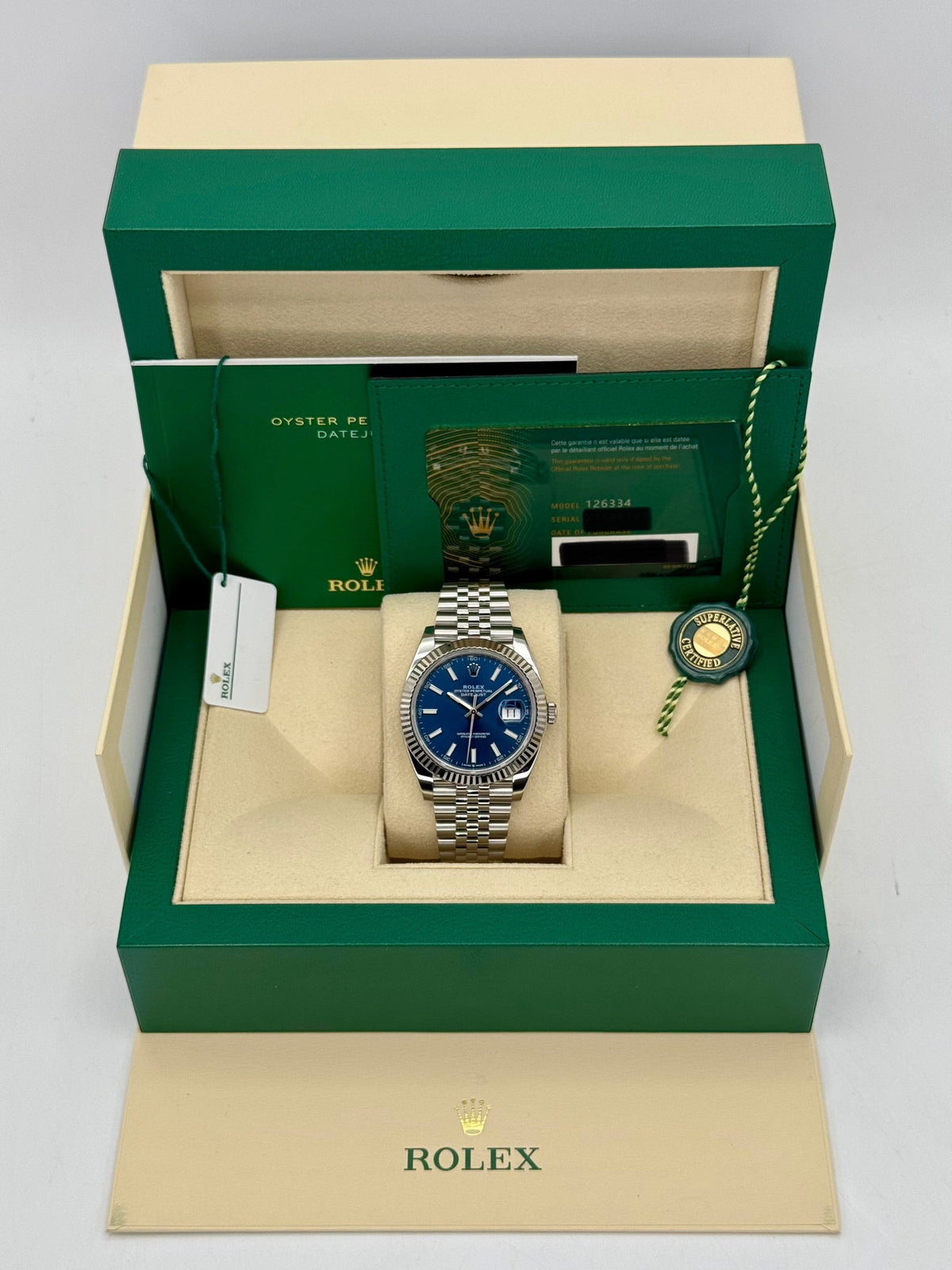 2022 Rolex Datejust 41mm 126334 Stainless Steel Jubilee Blue Dial