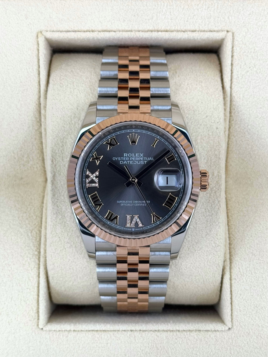 NEW 2025 Rolex Datejust 36mm 126231 Two-Tone Jubilee Slate Rhodium Diamond Dial