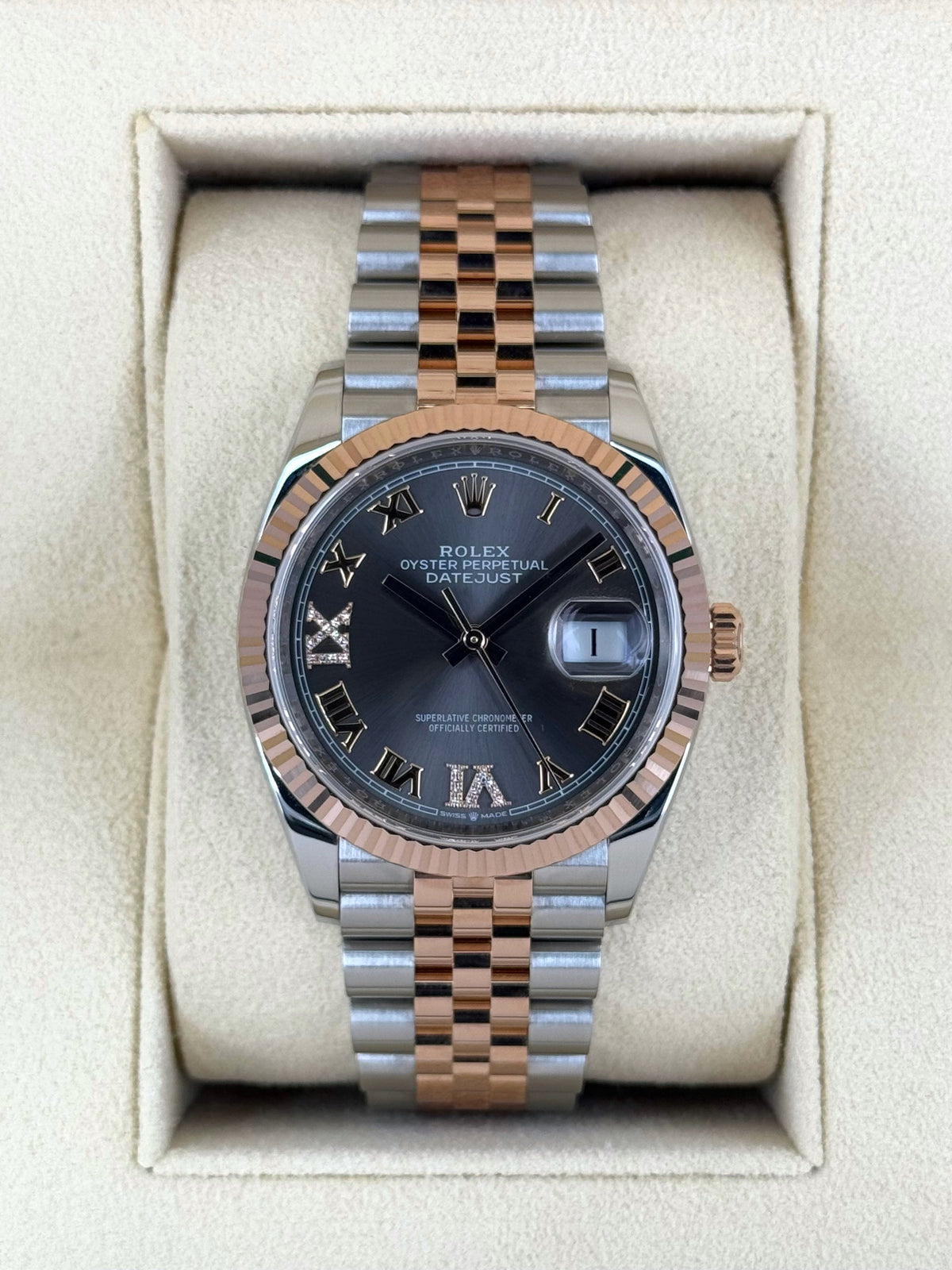NEW 2025 Rolex Datejust 36mm 126231 Two-Tone Jubilee Slate Rhodium Diamond Dial