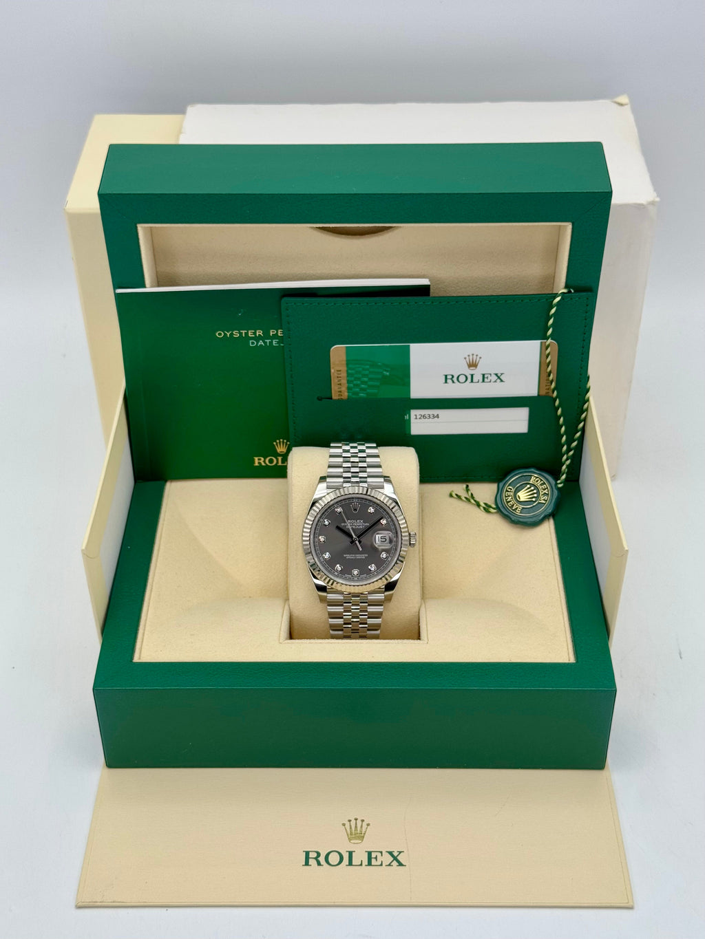 2017 Datejust 41mm 126334 Stainless Steel Jubilee Rhodium Diamond Dial