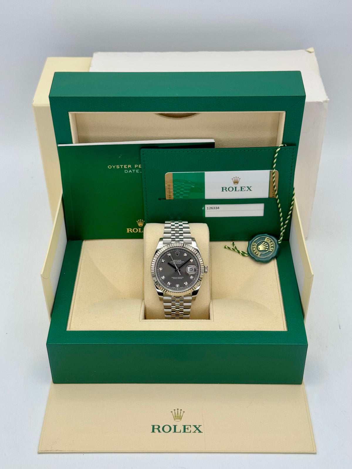 2017 Datejust 41mm 126334 Stainless Steel Jubilee Rhodium Diamond Dial