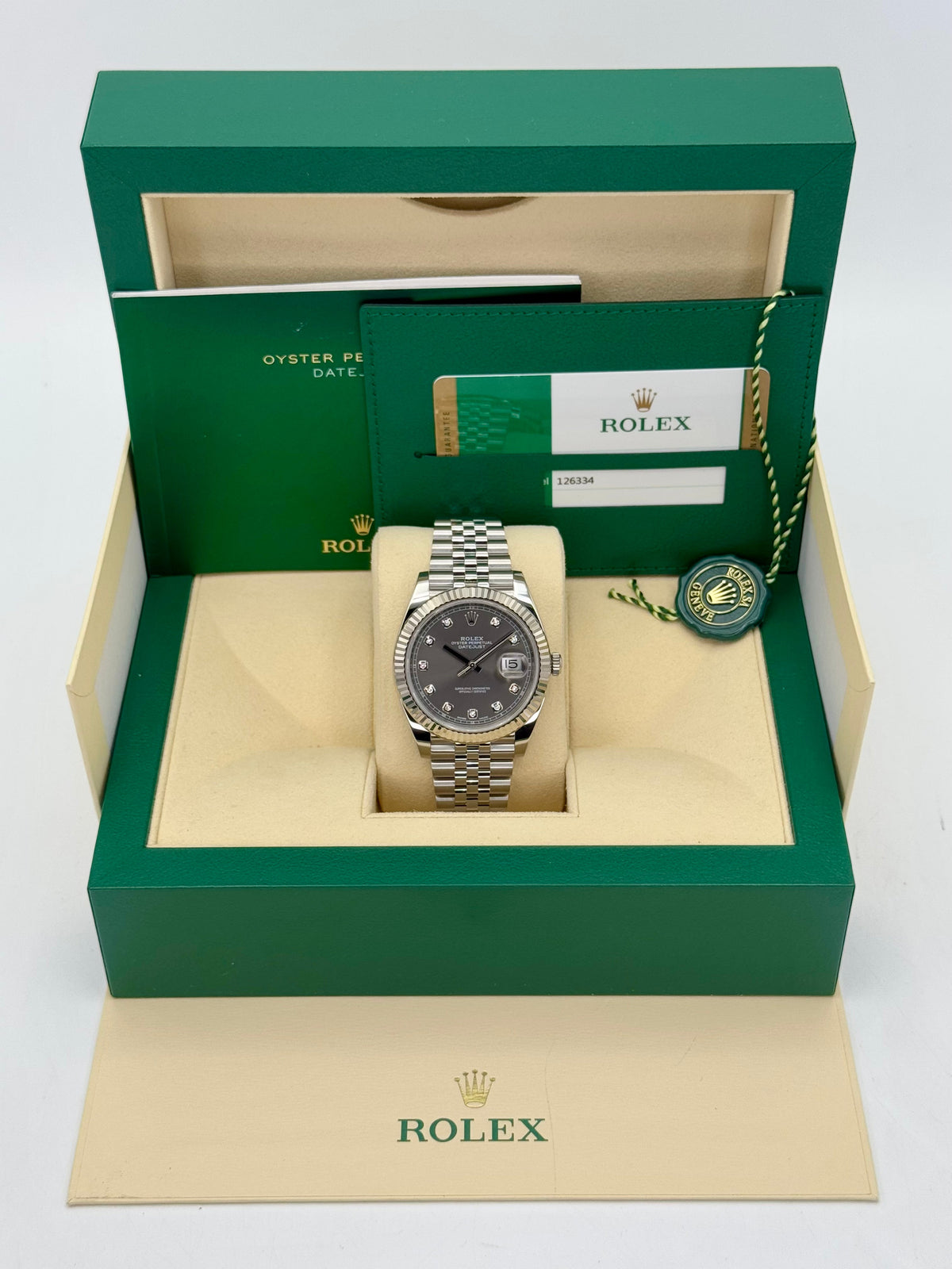 2017 Datejust 41mm 126334 Stainless Steel Jubilee Rhodium Diamond Dial