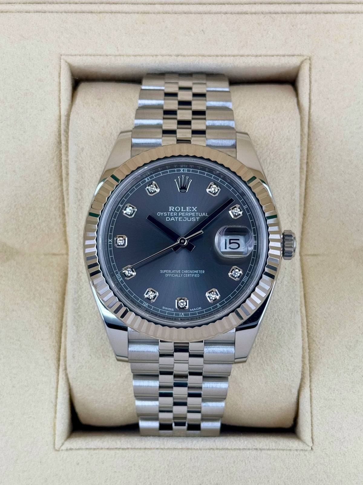 2017 Datejust 41mm 126334 Stainless Steel Jubilee Rhodium Diamond Dial