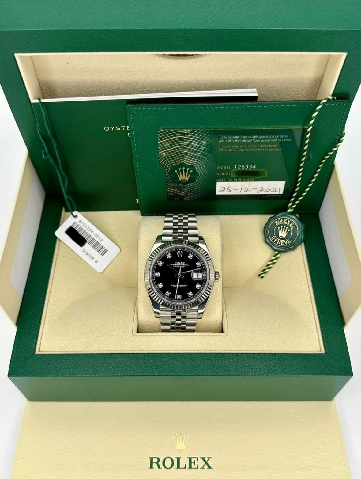 2021 Rolex Datejust 41mm 126334 Jubilee Black Diamond Dial