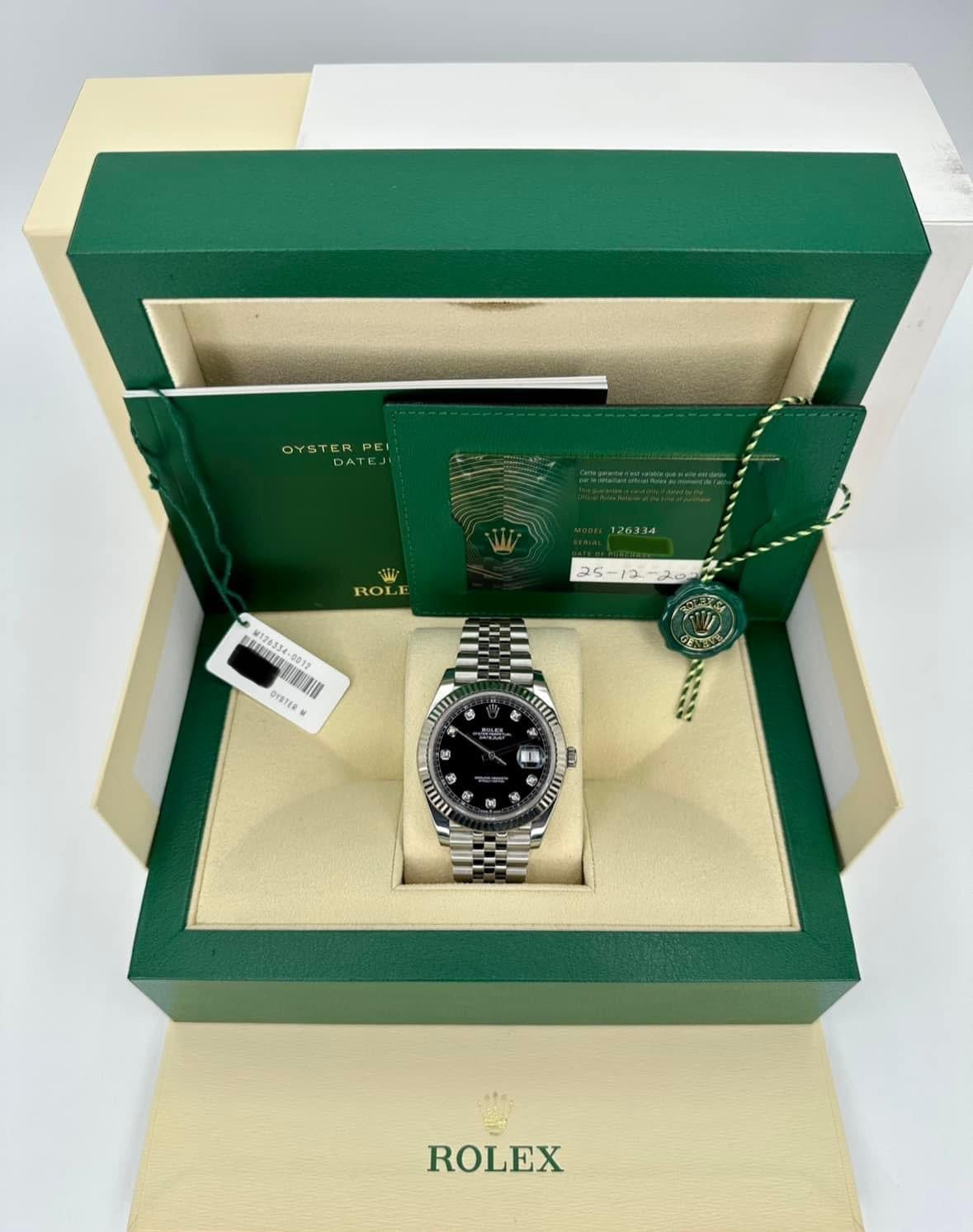 2021 Rolex Datejust 41mm 126334 Jubilee Black Diamond Dial