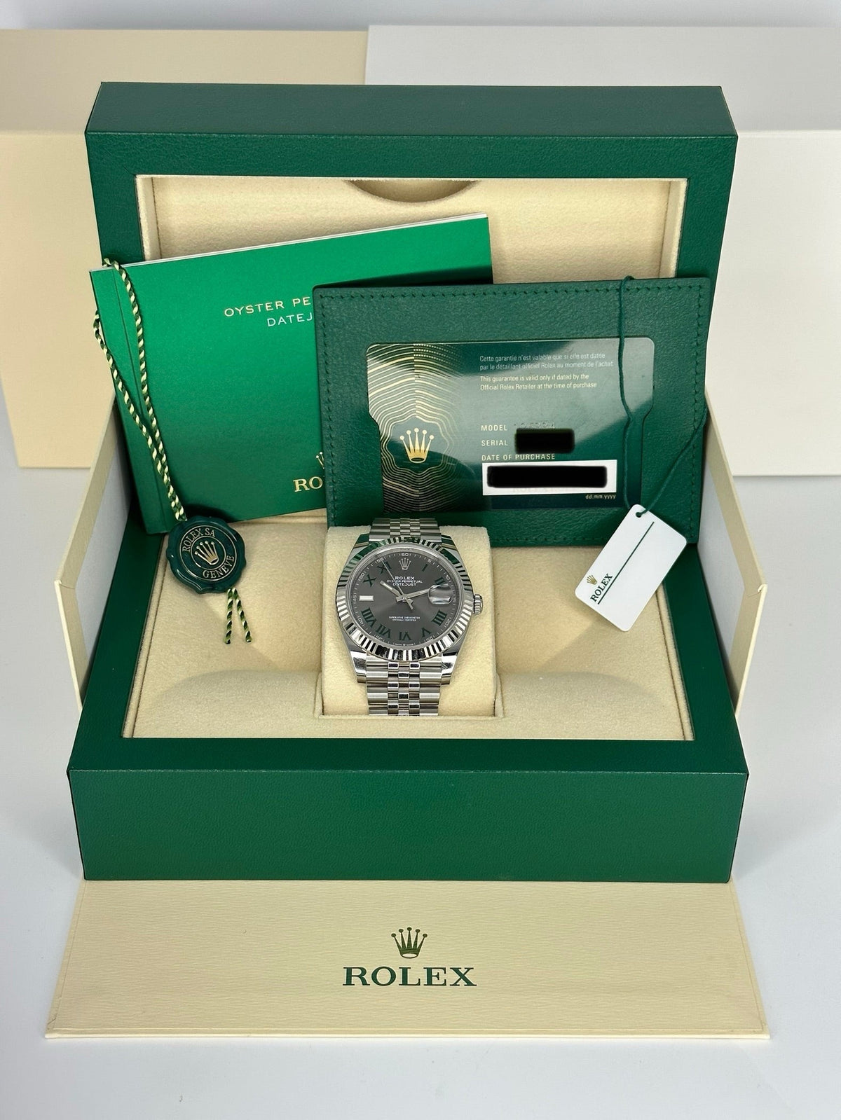 2023 Rolex Datejust 41mm 126334 Stainless Steel Jubilee Wimbledon Dial