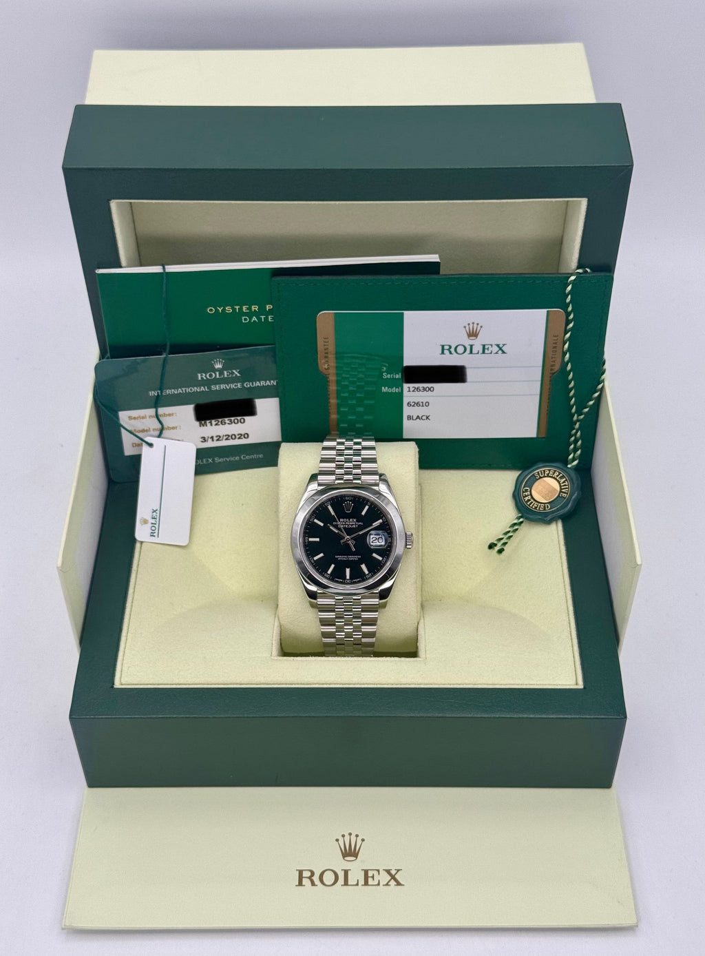 2018 Rolex Datejust 41mm 126300 Stainless Steel Jubilee Black Dial