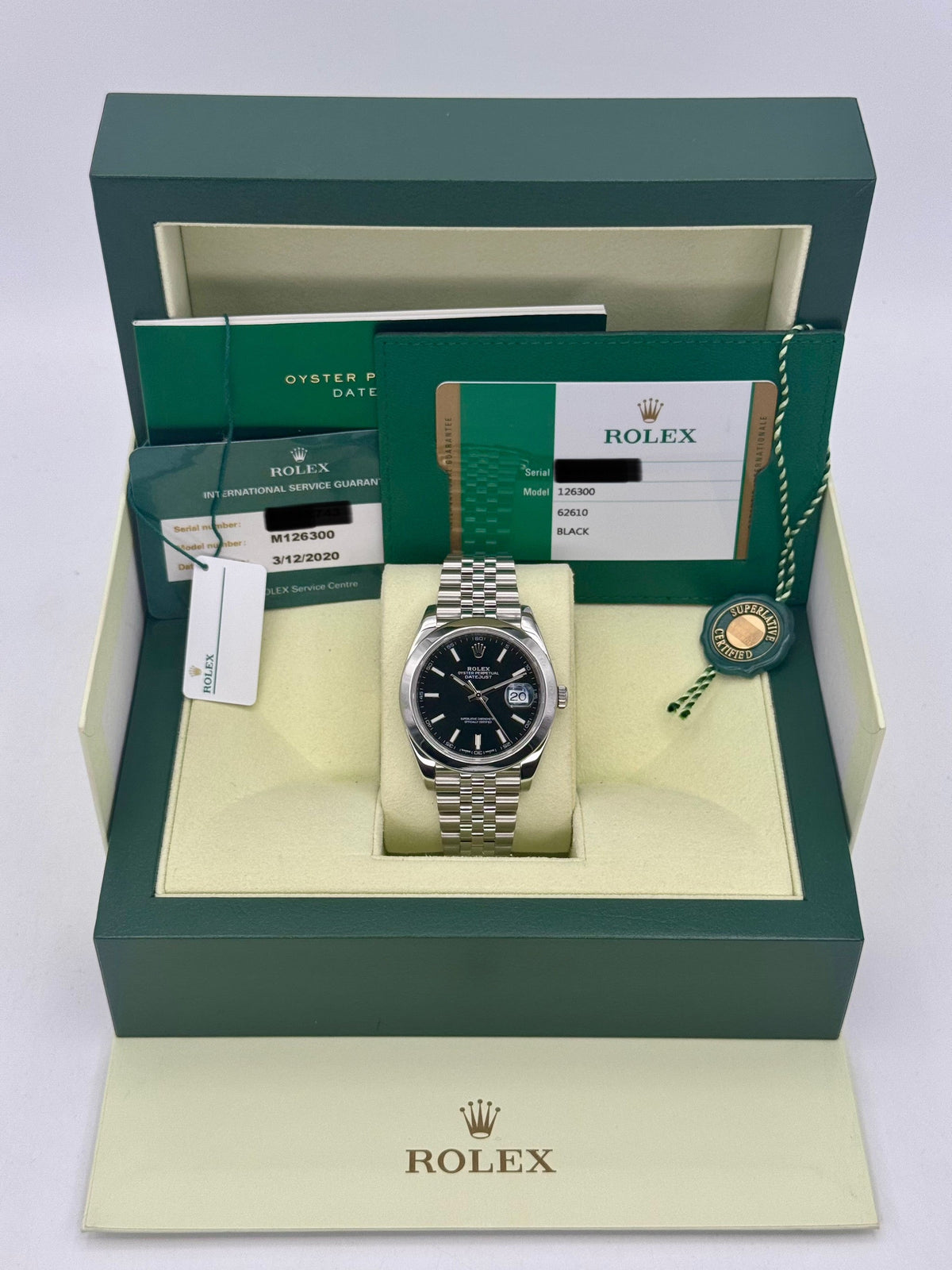 2018 Rolex Datejust 41mm 126300 Stainless Steel Jubilee Black Dial